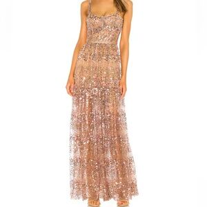 Bronx and Banco Glittering Maxi Dress in Gold